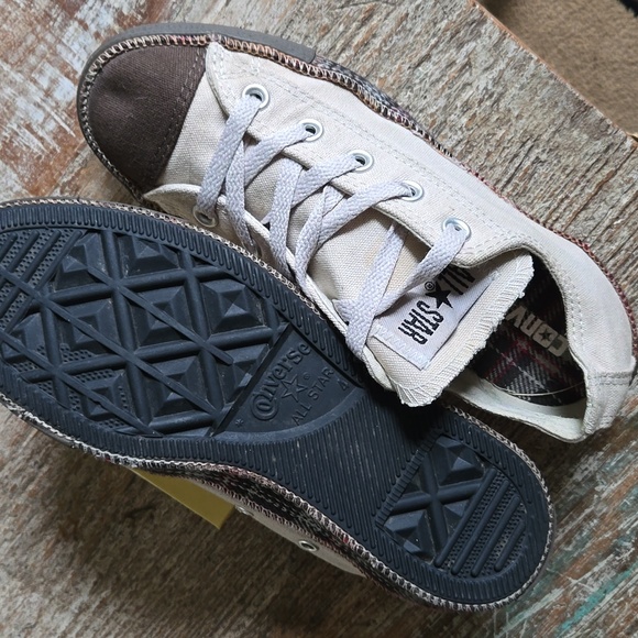CONVERSE ALL STAR Beige Canvas with Tweed wrap. WMN 6 MENS 4 EUC UNISEX - Picture 8 of 12